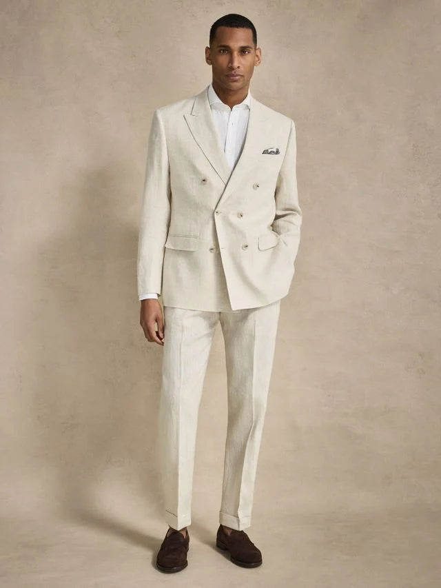 Sand Double-Breasted Blazer Tailored Fit