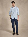 Blue Striped Linen Shirt Slim Fit