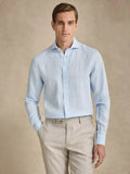 Light Blue Cut Away Linen Shirt Slim Fit