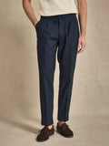 Navy Blue Linen Trousers